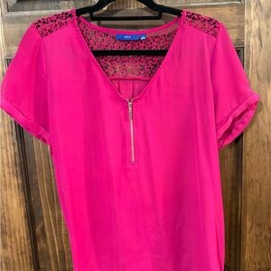 Apt. 9 Fuchsia Blouse with Lace and Zipper